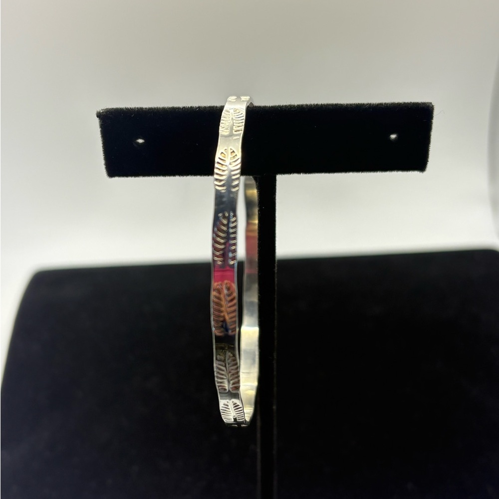 Intricate Sterling Silver Leaf Pattern Bracelet